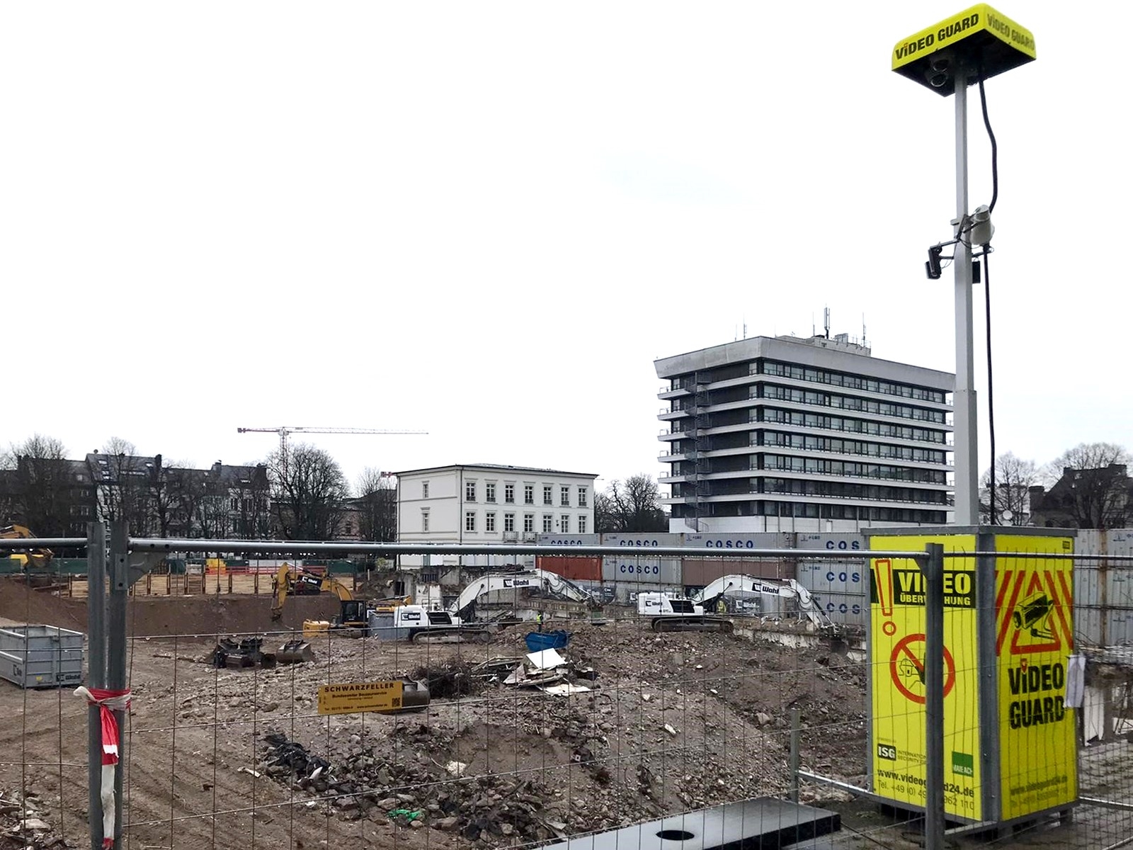 Videovakt i stadsdelen Überseestadt i Bremen