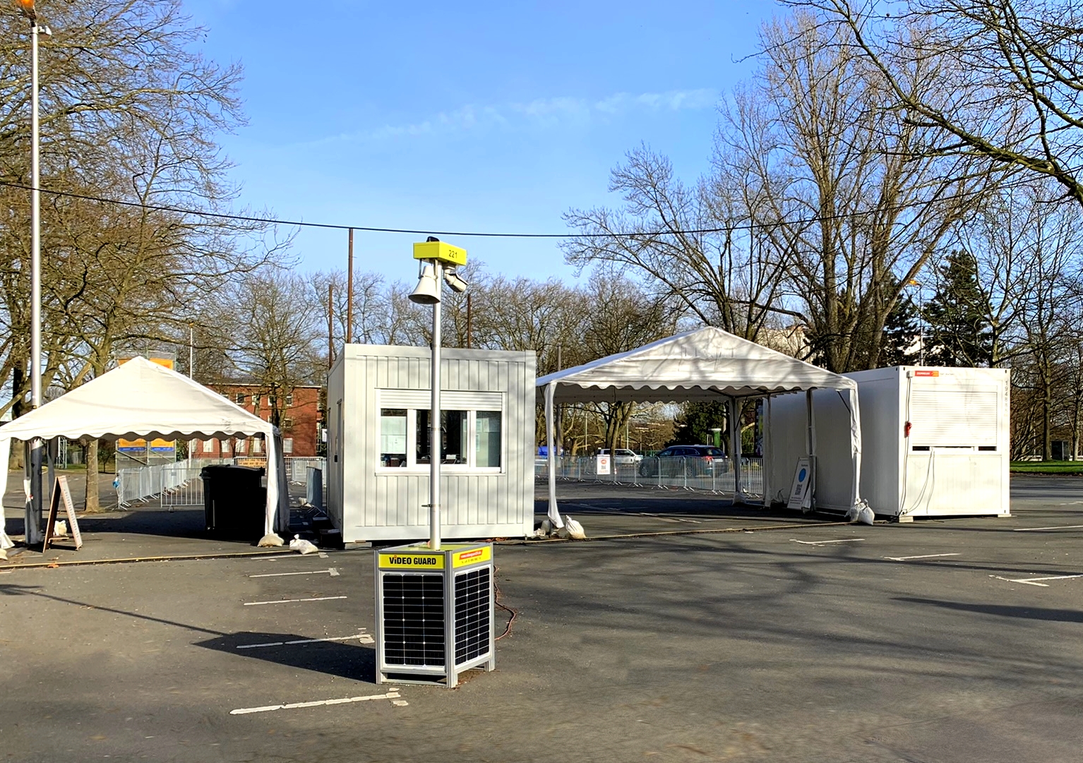 Videovakt i stadsdelen Überseestadt i Bremen