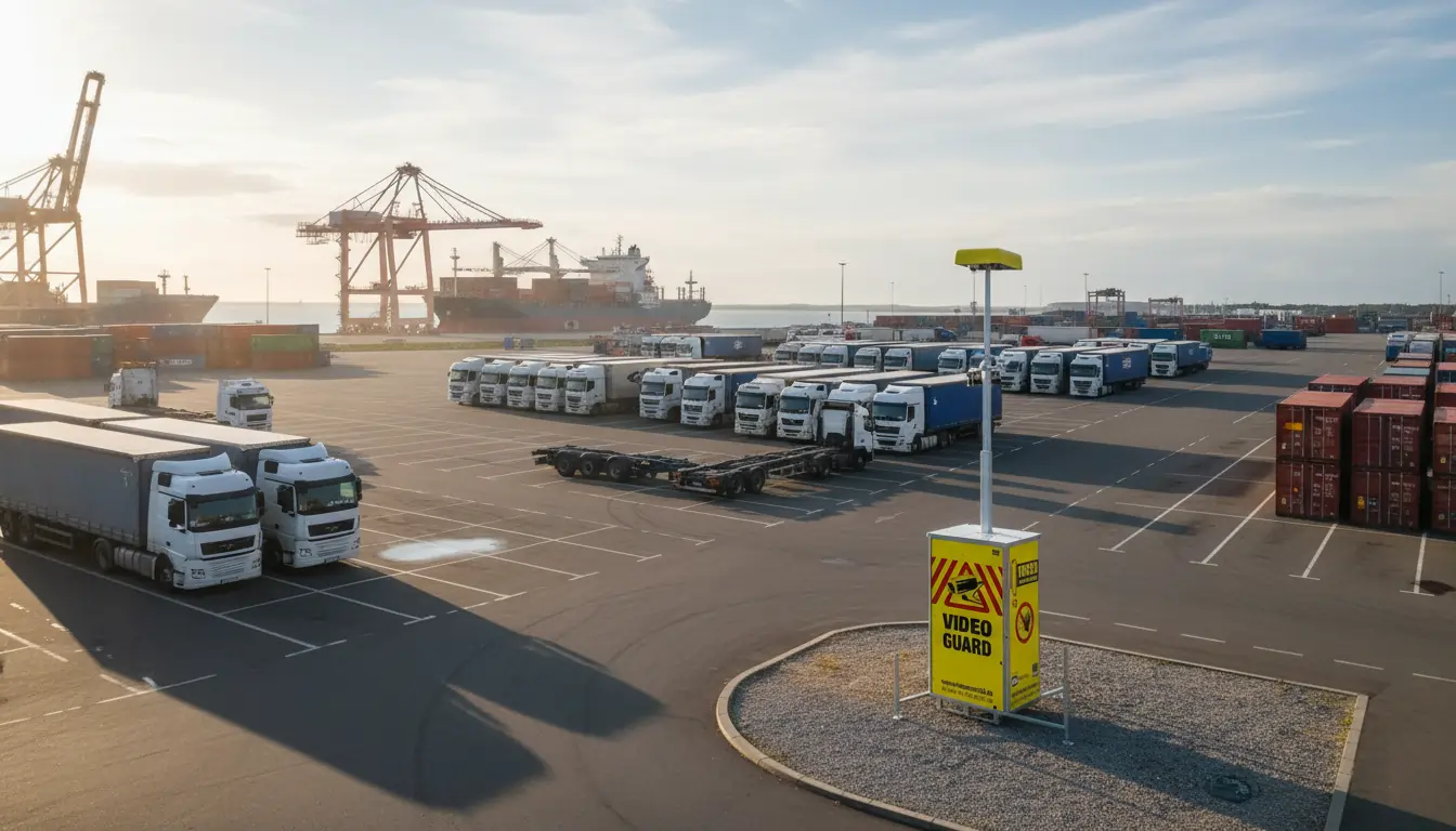 Video Guard Turm auf dem Parkplatz des Hafengeländes